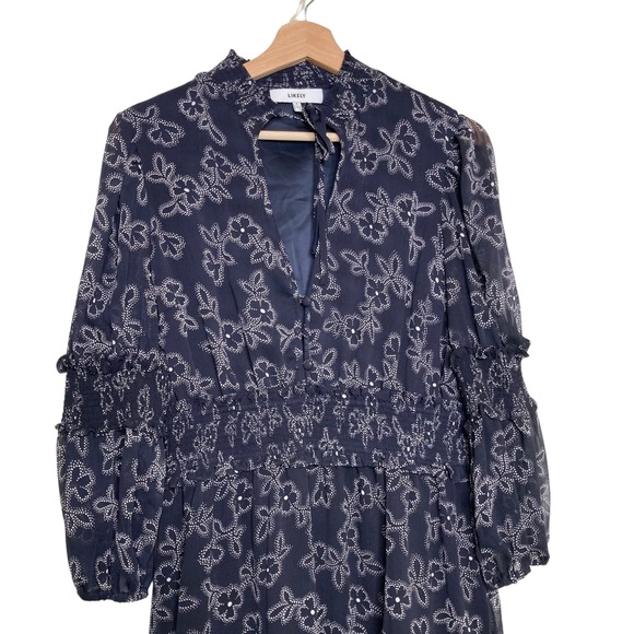 Likely Rowe Floral Tie Neck Dress Size 8 Black - Picture 6 of 13